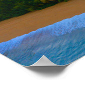 トロピカルグアドループ海アイランドパームビーチサンセット ポスター (角)