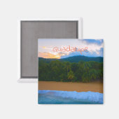 トロピカルグアドループ海アイランドパームビーチサンセット マグネット (正面/裏面)