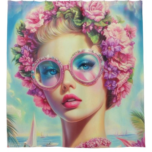 トロピカルグラマー・クイーン シャワーカーテン (正面)