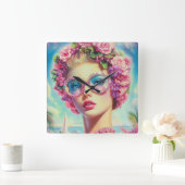 トロピカルグラマー・クイーン スクエア壁時計 (ホーム)