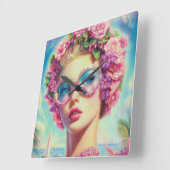 トロピカルグラマー・クイーン スクエア壁時計 (傾斜)