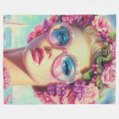 トロピカルグラマー・クイーン フリースブランケット (正面(横))