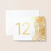 トロピカルグラーム葉パーム実在ホイルテーブル番号 箔カード (裏面封筒付き)