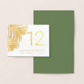 トロピカルグラーム葉パーム実在ホイルテーブル番号 箔カード (ディスプレー)