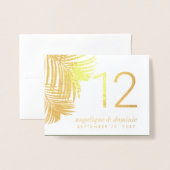 トロピカルグラーム葉パーム実在ホイルテーブル番号 箔カード (封筒付き正面)