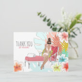 トロピカルグリッター ブライズメイドパーティー 茶色の髪の花嫁 サンキューカード (スタンド正面)