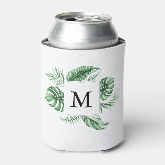 トロピカルグリーナリーフレームモノグラムクーラーボックス 缶クーラー (缶正面)