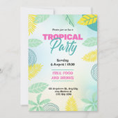 トロピカルグリーンとイエローのサマーパーティー 招待状 (正面)