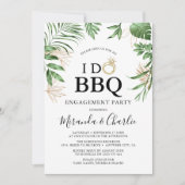トロピカルグリーンとゴールドの「I Do BBQ」エンゲージメント 招待状 (正面)