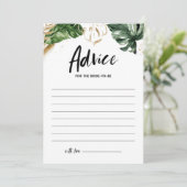 トロピカルグリーンとゴールドフォイルブライダルシャワー アドバイスカード (スタンド正面)