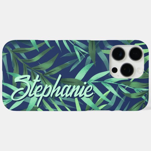 トロピカルグリーンとブルー離れ名前をカスタムする Case-Mate iPhoneケース (裏面 (横))