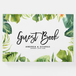 トロピカルグリーンとプルメリアのフレーム ウェディングI ゲストブック