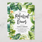 トロピカルグリーンとプルメリアリハーサルディナー 招待状 (正面/裏面)