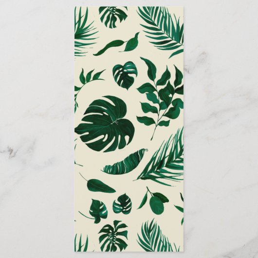 トロピカルグリーンとモダン葉結婚の夕食会 メニュー (裏面)