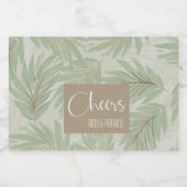 トロピカルグリーンと葉金ゴールドオンセージミニ リキュールボトルラベル (シングルラベル)