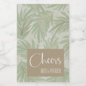 トロピカルグリーンと葉金ゴールドオンセージミニ ワインラベル (シングルラベル)