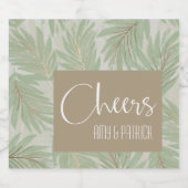 トロピカルグリーンと葉金ゴールドオンセージ スパークリングワインラベル (シングルラベル)