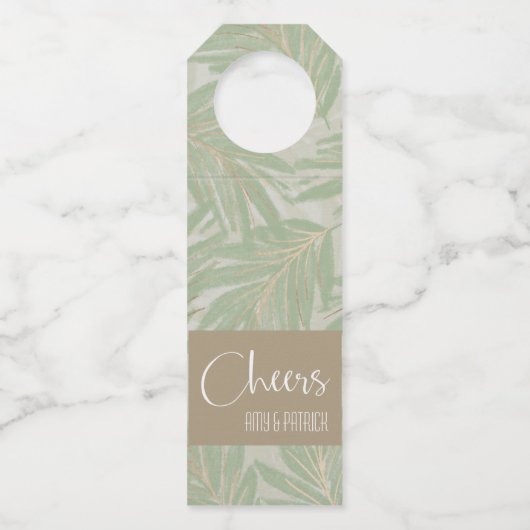 トロピカルグリーンと葉金ゴールドオンセージ ボトルネックタグ (正面)