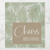 トロピカルグリーンと葉金ゴールドオンセージ ワインラベル (シングルラベル)