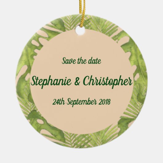 トロピカルグリーンと赤面結婚ズ セラミックオーナメント (正面)