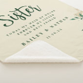 トロピカルグリーンと金ゴールドの葉のシスター結婚ズ引用文 シェルパブランケット (3/4)