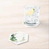 トロピカルグリーンと金ゴールドウォーターカラーパーム葉 ペーパーコースター (インサイチュ)