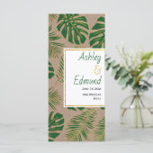 トロピカルグリーンと金ゴールド結婚の素朴のメニューカード メニュー (スタンド正面)