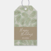 トロピカルグリーンと金ゴールド葉スクリスマス ギフトタグ (正面)