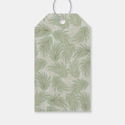 トロピカルグリーンと金ゴールド葉スクリスマス ギフトタグ (裏面)