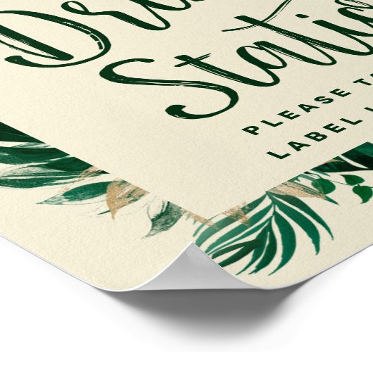 トロピカルグリーンのおしゃれなドリンクステーション　ウェディングサイン ポスター (角)