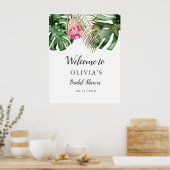 トロピカルグリーンのウェディングシャワー ウェルカムサイン ポスター (キッチン)