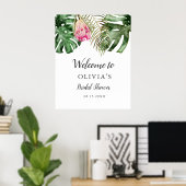 トロピカルグリーンのウェディングシャワー ウェルカムサイン ポスター (ホームオフィス)