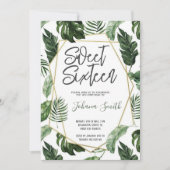 トロピカルグリーンのスイート16誕生日 招待状 (正面)