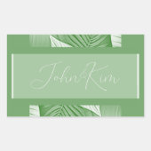 トロピカルグリーンのパーソナライズステッカー 長方形シール (正面)