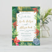 トロピカルグリーンのパームゴールドスクリプト 招待状 (スタンド正面)