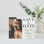 トロピカルグリーンのフォトウェディングのSave the Date (スタンド正面)