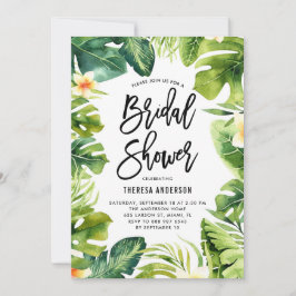 トロピカルグリーンのプルメリア ブライダルシャワー 招待状