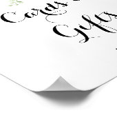 トロピカルグリーンのホワイトフラワーのカードとギフト ポスター (角)