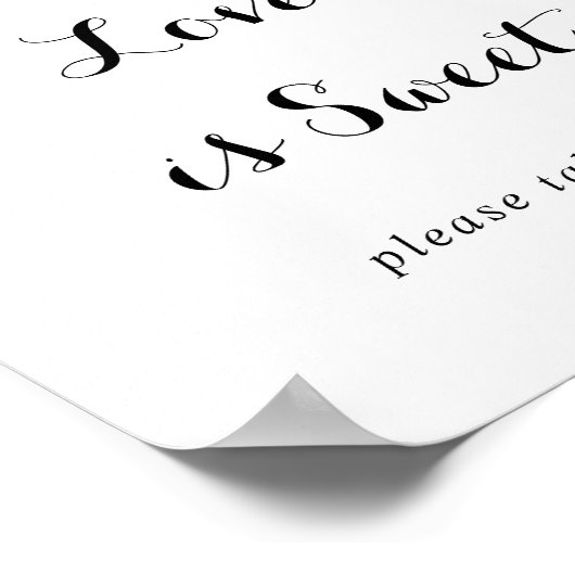 トロピカルグリーンのホワイトフラワーラブイズスウィートサイン ポスター (角)