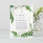 トロピカルグリーンの幾何学的なオンライン仮想結婚式 招待状 (スタンド正面)