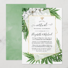 トロピカルグリーンの幾何学的なオンライン仮想結婚式 招待状
