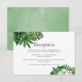 トロピカルグリーンの幾何学的な結婚式の披露宴 エンクロージャーカード (正面/裏面)