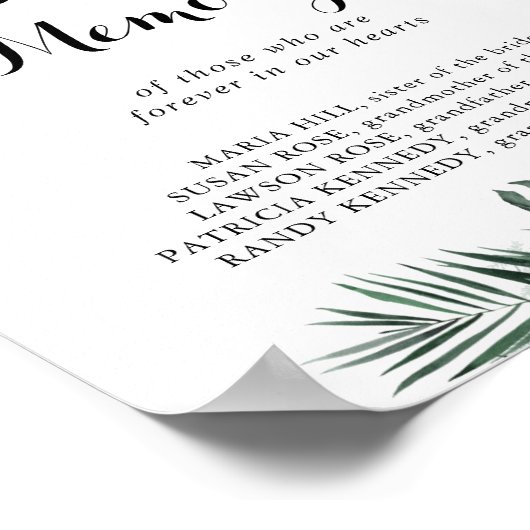 トロピカルグリーンの白い花の愛する記憶 ポスター (角)