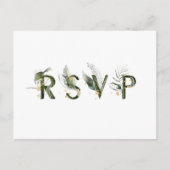 トロピカルグリーンの結婚式出欠確認カード インビテーションポストカード (正面)