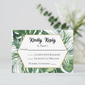 トロピカルグリーンの結婚式出欠確認 出欠カード (スタンド正面)