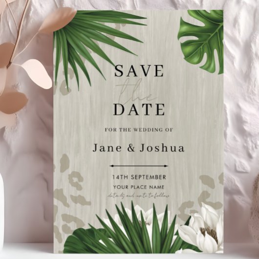 トロピカルグリーンの結婚式 Save the Date 招待状