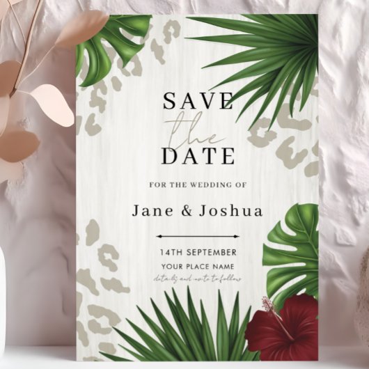トロピカルグリーンの結婚式 Save the Date 招待状
