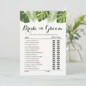 トロピカルグリーンの花嫁または花婿ゲームを編集可能 招待状 (スタンド正面)