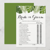 トロピカルグリーンの花嫁または花婿ゲームを編集可能 招待状 (正面/裏面)