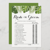 トロピカルグリーンの花嫁または花婿ゲーム編集可能 招待状 (正面/裏面)